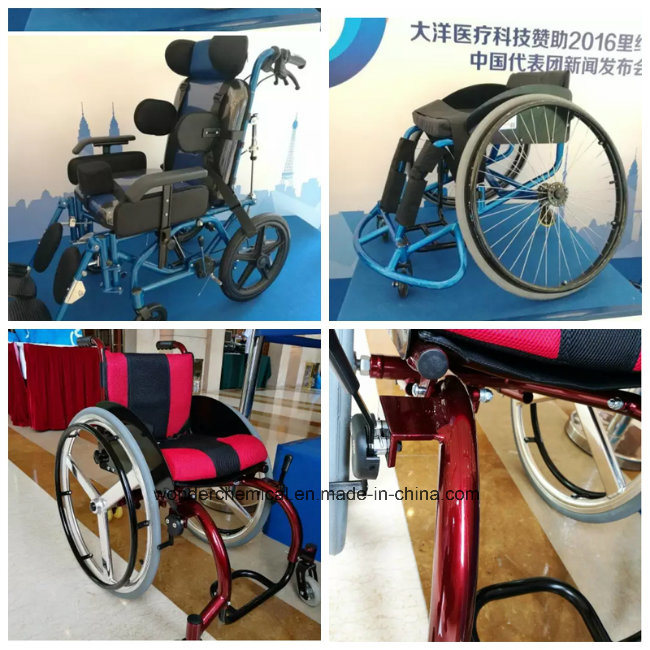 轮椅的金属闪闪发光的红色粉末涂层油漆